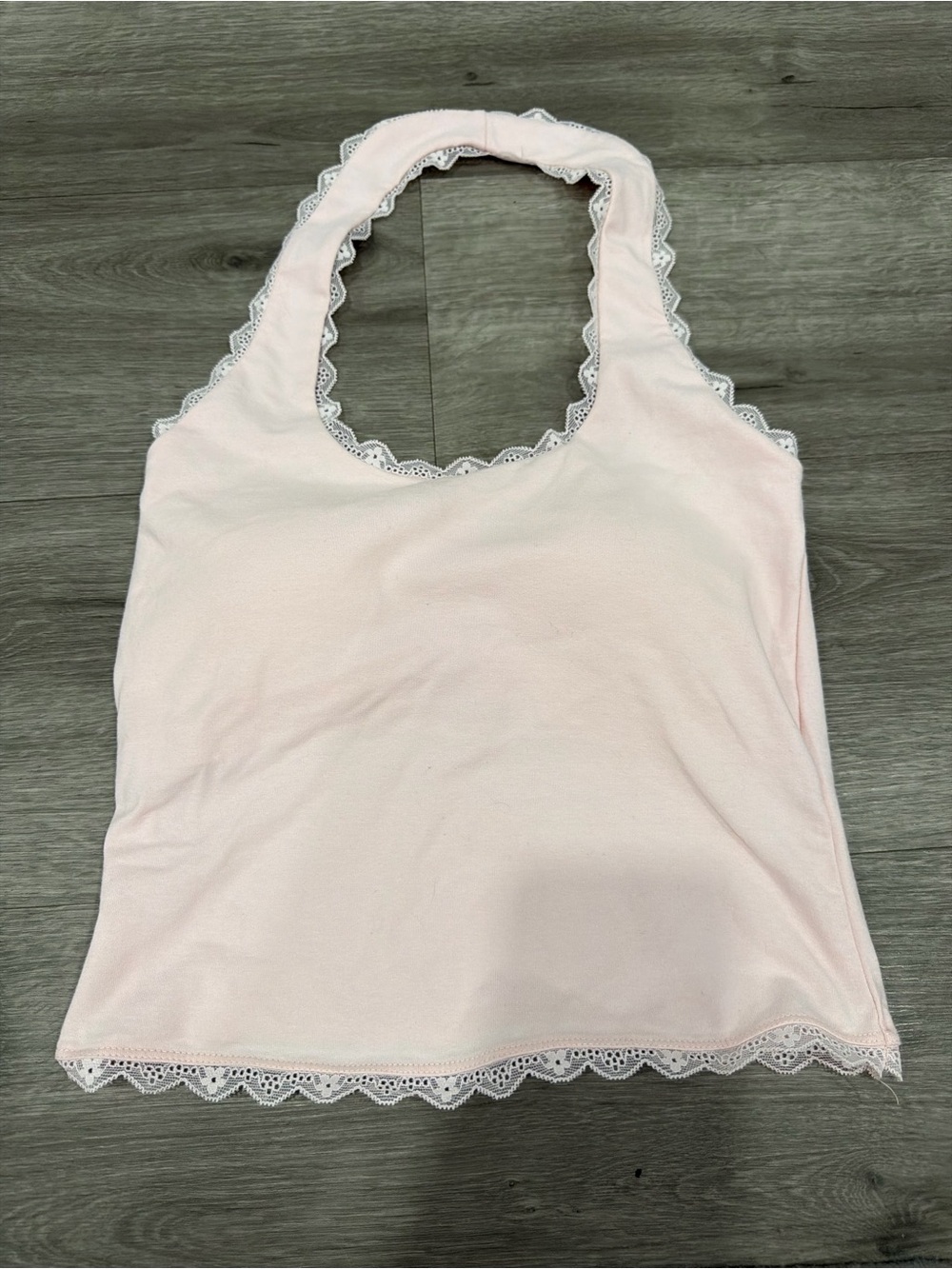 Sincerly Jules Light Pink Lace-Trim Halter Tank